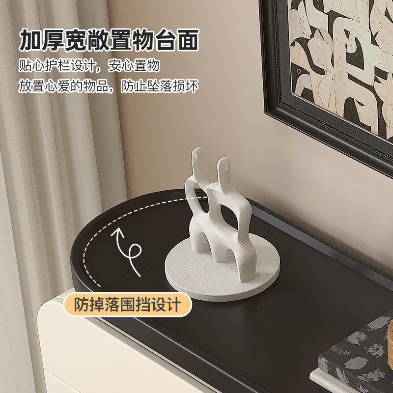 法式奶油风斗柜实木客厅靠墙八斗柜黑白复古抽屉柜床尾置物储物柜