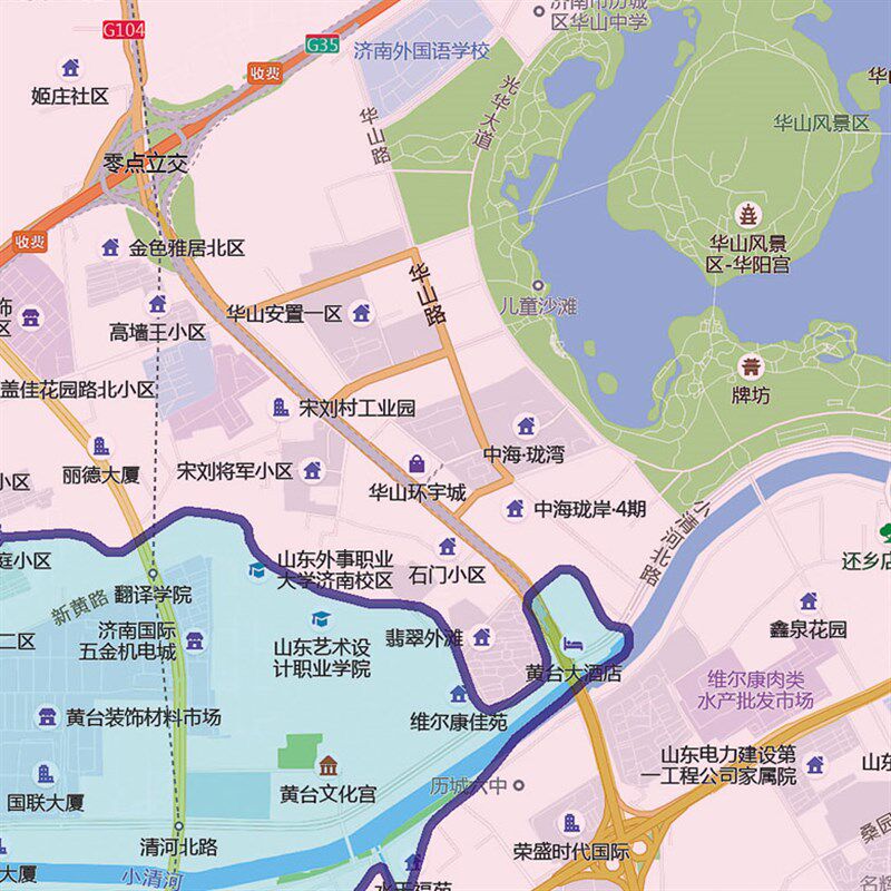 2025新款济南市区城区地图贴图 办公室挂图 高清防水墙壁定制地图