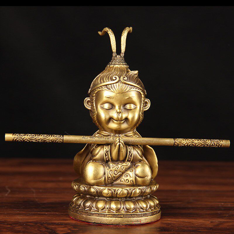 披风款铜坐莲花悟空摆件 铜齐天大圣摆件 铜孙悟空摆件