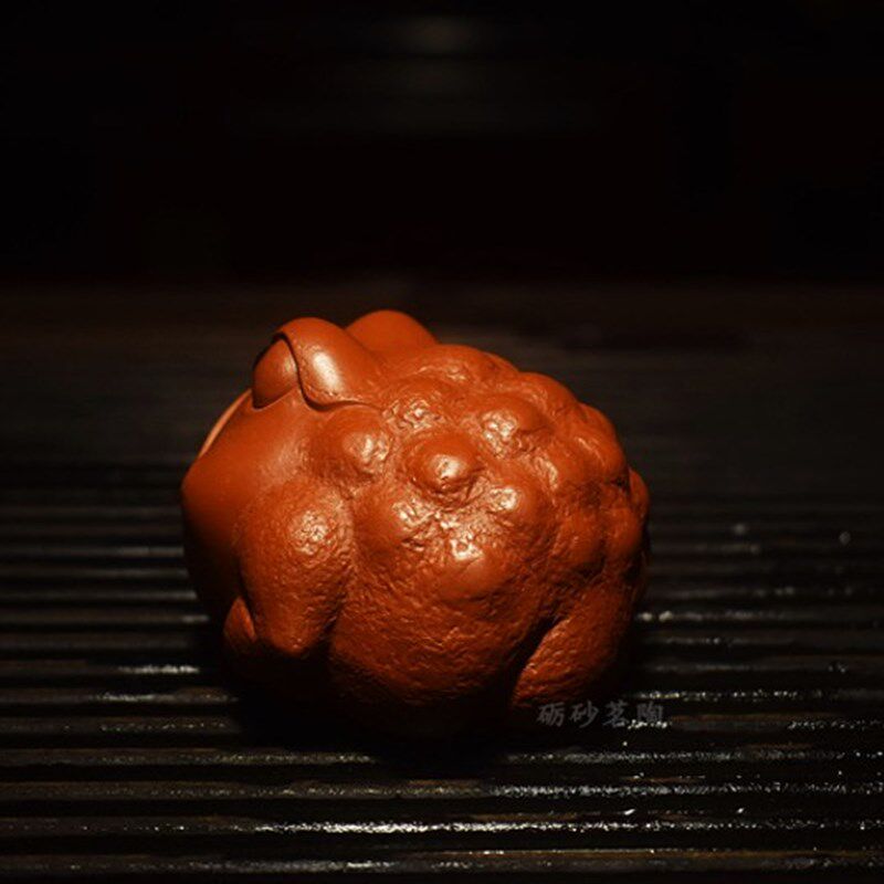 砺砂茗陶宜兴紫砂雕塑原矿朱泥手工茶宠金蟾怪蟾可养摆件茶具茶玩