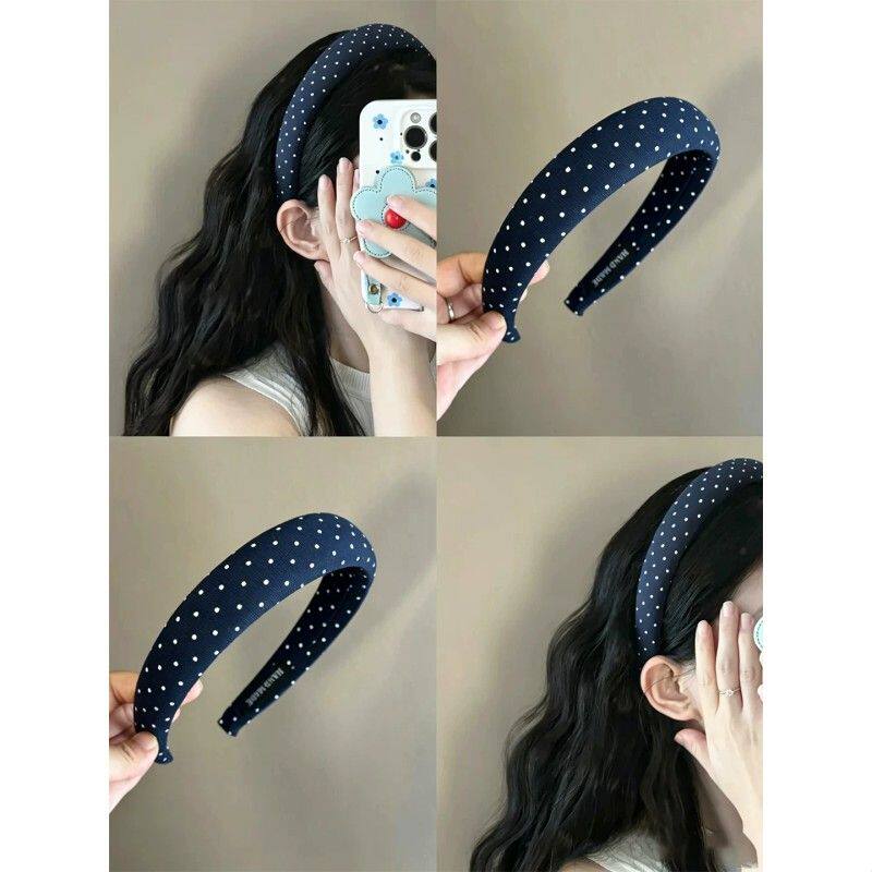 蓝莓小波点~好显白韩系复古慵懒波点发箍女款高颅顶百搭洗脸头箍