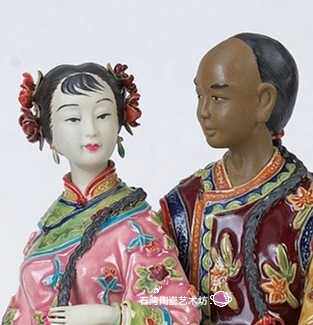 石湾公仔永结同心仕女林乃河精品婚庆工艺礼品陶瓷摆件家居饰品
