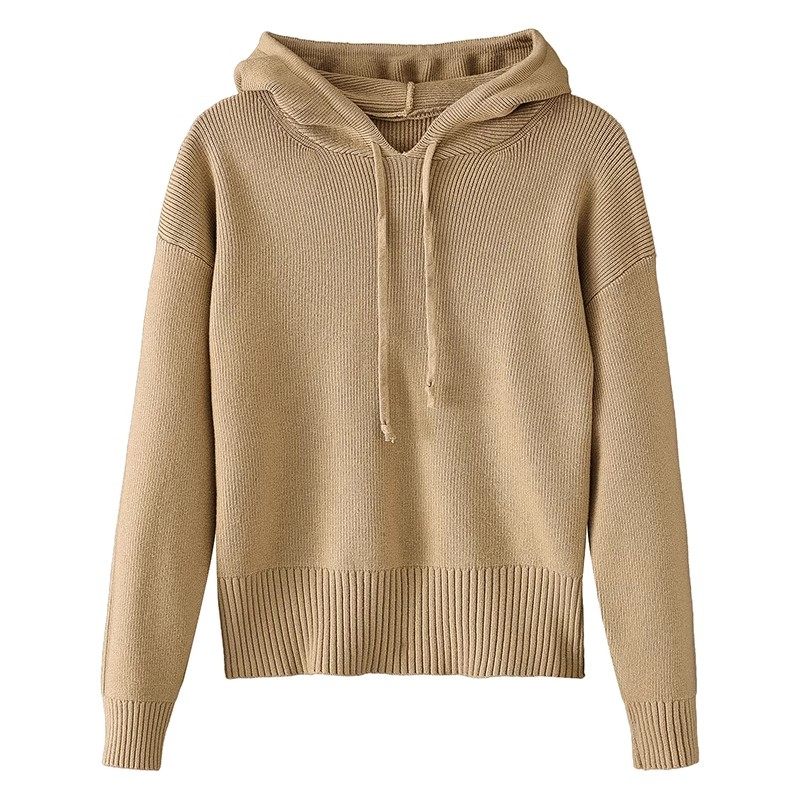 连帽女士毛衣秋冬2023新款女装加厚连帽针织衫小个子短款上衣卫衣