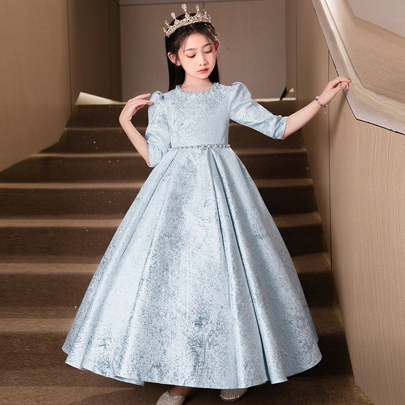 女童钢琴小主持人生日公主裙儿童高端演奏晚礼服裙花童演出服秋冬