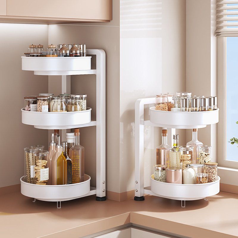 厨房可旋转调料置物架台面油盐酱醋调味分层收纳盒多功能调料架子