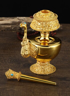 合金金色藏传用品尼泊尔文巴壶净水瓶贲巴壶灌顶密宗法器宝瓶