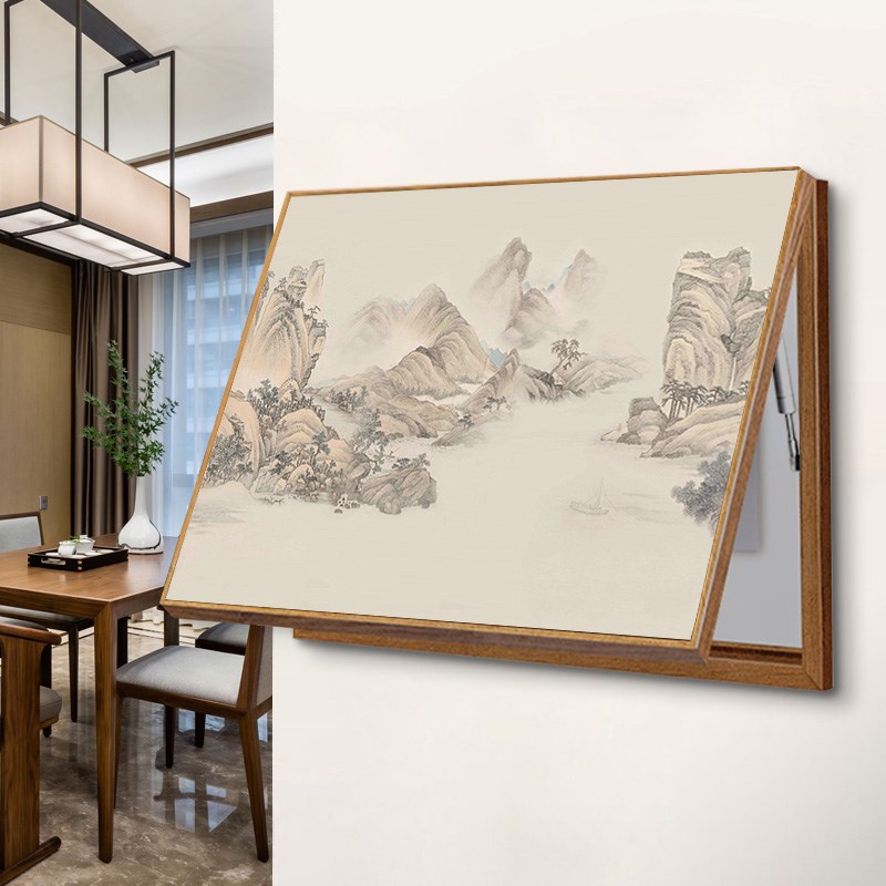 新中式电表箱装饰画山水风景国画配电箱遮挡免打孔入户餐厅弱电箱