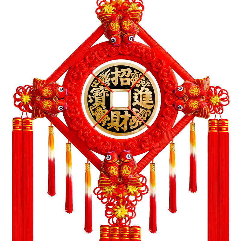 高档铜钱中国结挂件客厅大号镇宅新款玄关装饰招财新居乔迁挂饰
