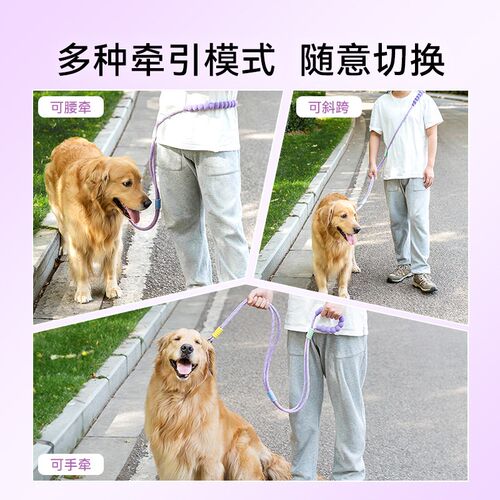 狗狗牵引绳宠物遛猫狗绳链子p绳p链小型中大型犬防爆冲斜挎防挣脱