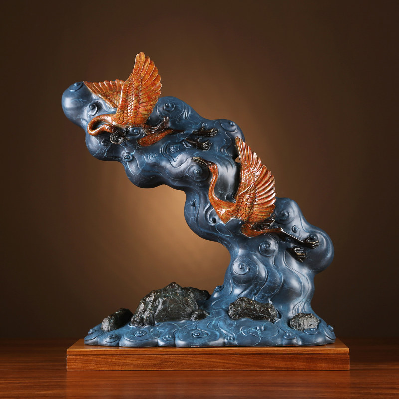 铜欣祥彩铜《鹤庆祥和》家居装饰品工艺品摆设客厅玄关艺术品摆件