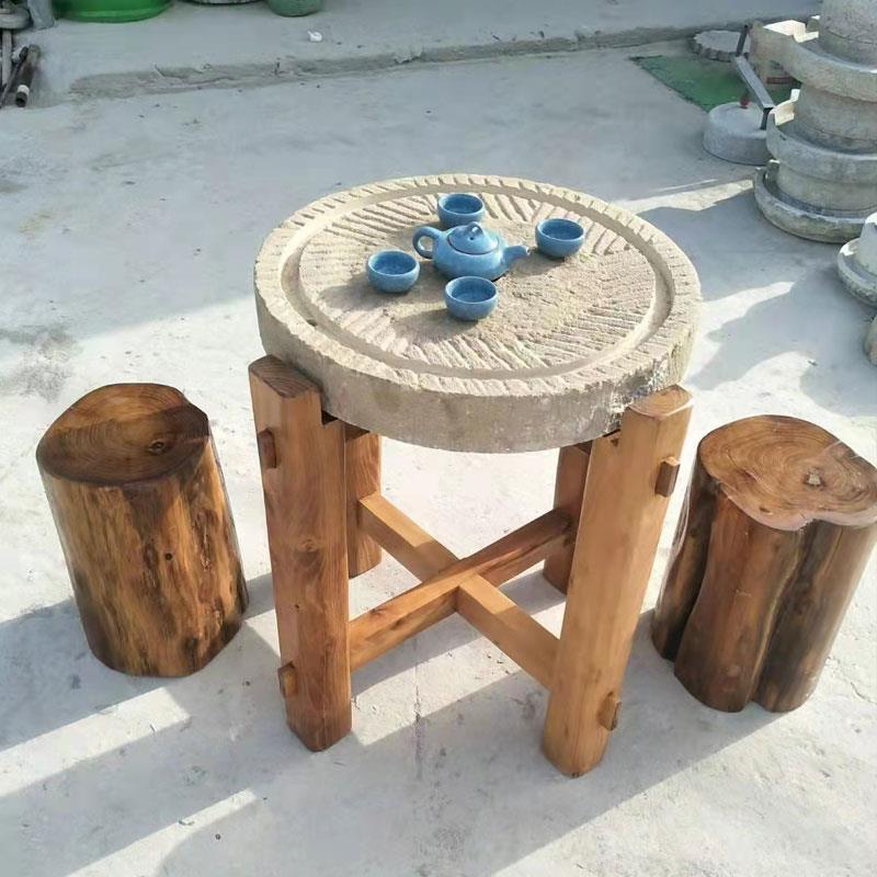 老旧石磨茶台石磨茶桌石磨茶台复古怀旧民间旧石器家用石桌摆件