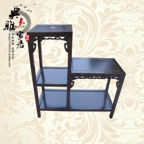 中式仿古榆木花架置物架吊篮架阳台客厅办公室多层盆景架实木包邮