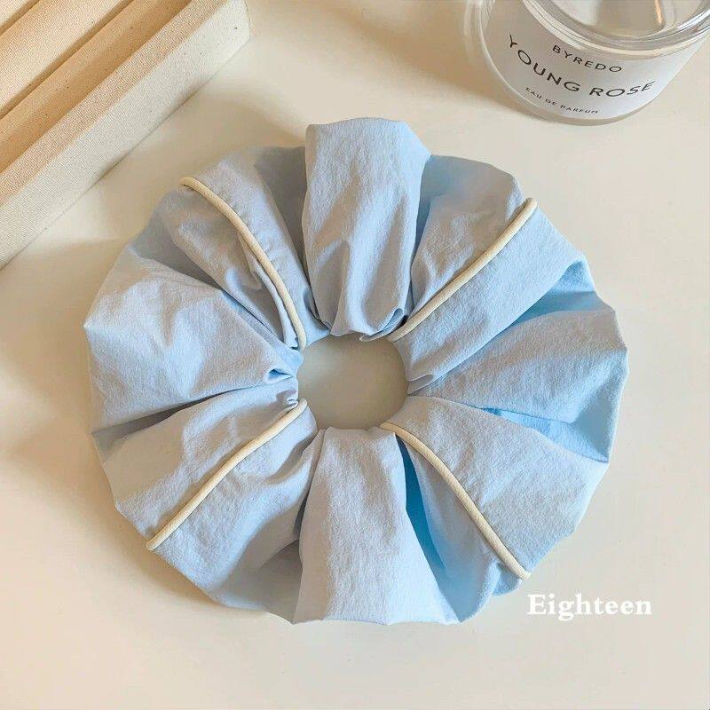 韩系简约蓝色大肠发圈女高级感扎头发超大丸子头百搭发绳头绳头饰