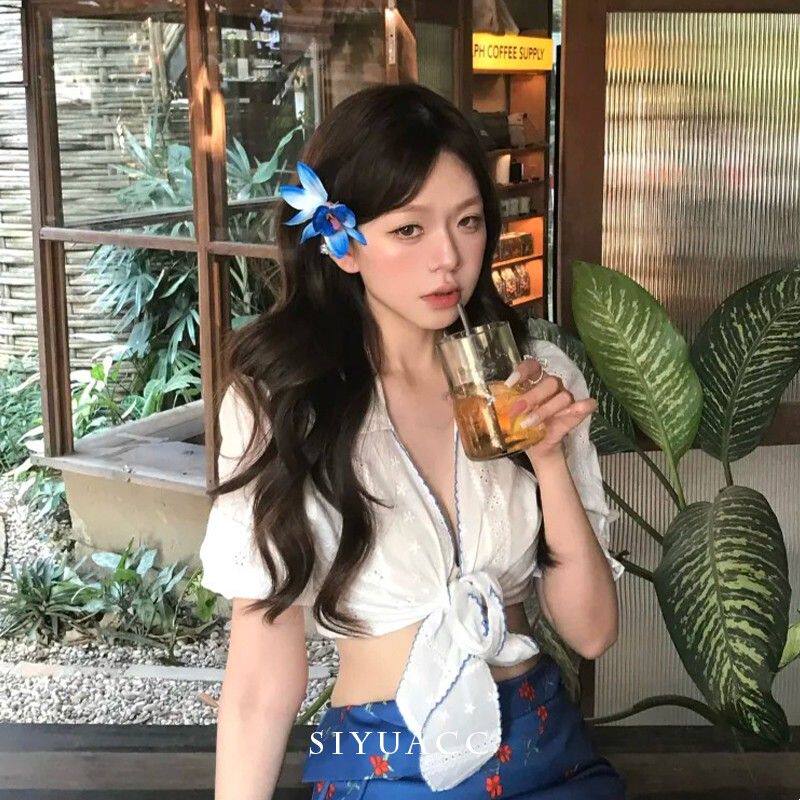 森系花朵边夹女2026夏季头花发夹甜美海边度假发卡旅游发饰头饰