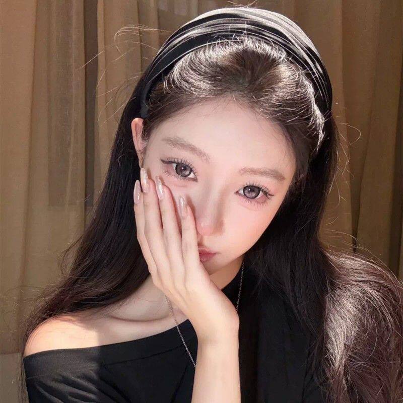 高智慵懒风~黑色褶皱宽边发箍女2026新款高级感运动头箍发卡发饰