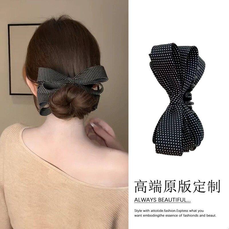 韩系ins风波点蝴蝶结香蕉夹女高级感盘发夹马尾竖夹2026新款抓夹