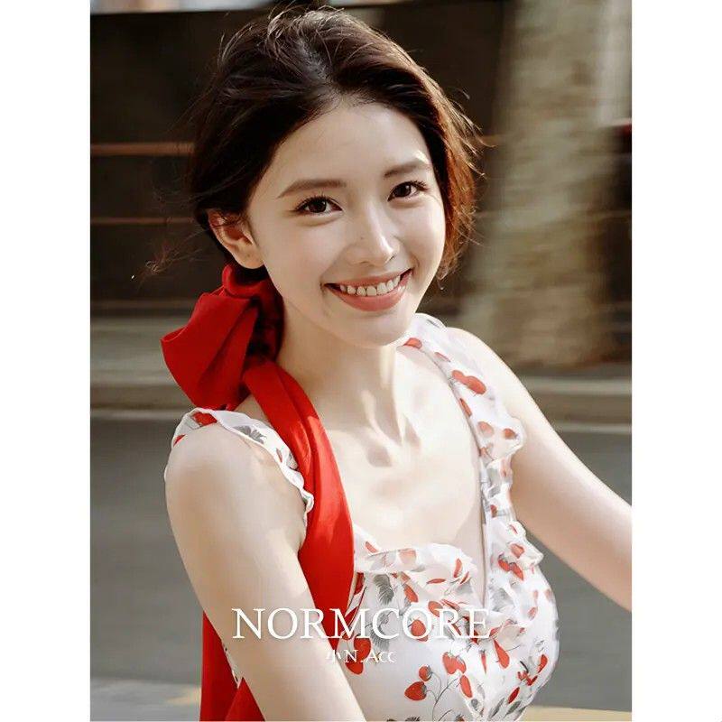 方圆同款!气质酒红色丝巾发带女2026新长条发绳绑发头绳盘发器