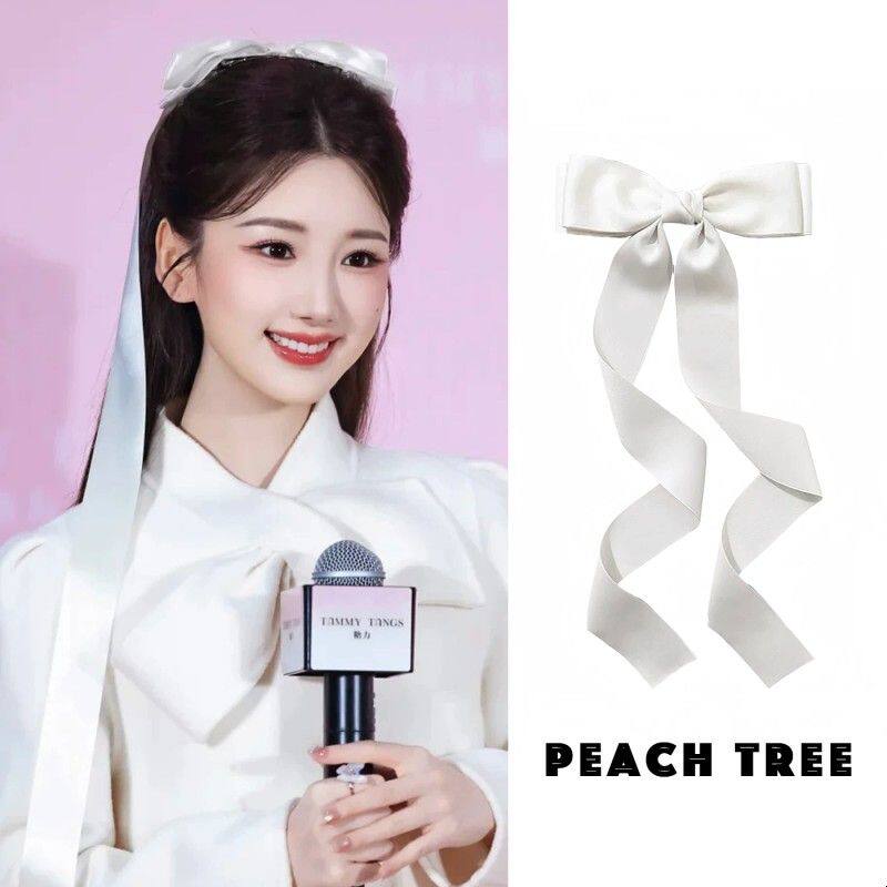 毛晓彤同款白色蝴蝶结飘带发夹芭蕾风甜美公主头长丝带后脑勺顶夹