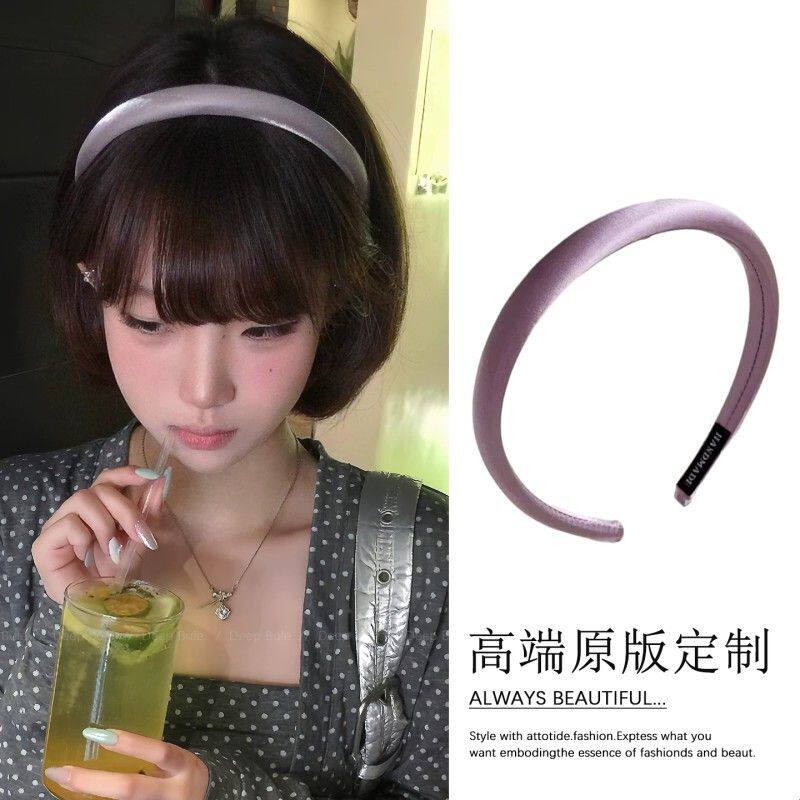紫色缎面细款发箍女高级感2026新款夏天日常外戴韩系气质发卡头箍