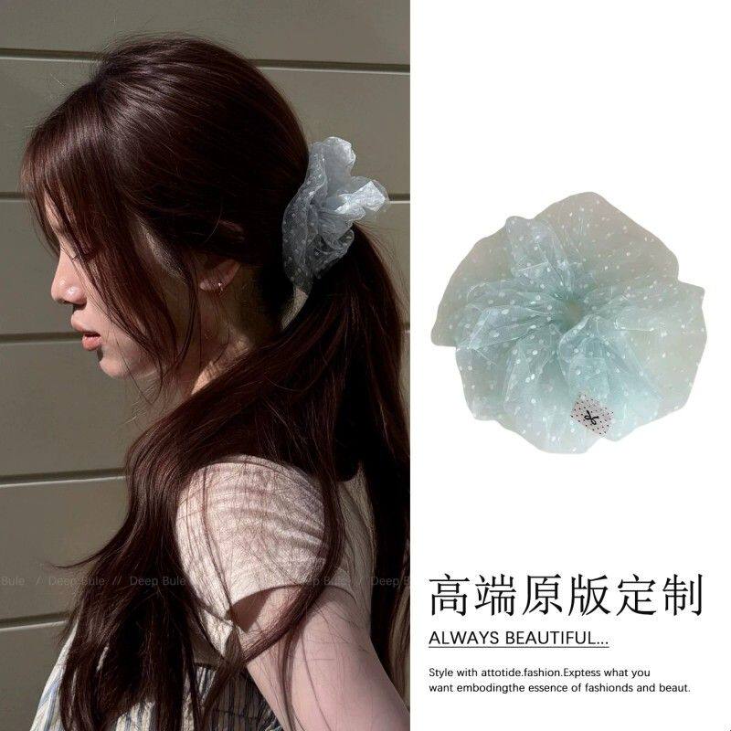 薄荷绿!韩系慵懒风波点大肠发圈女高级感气质扎头发超大头绳皮筋