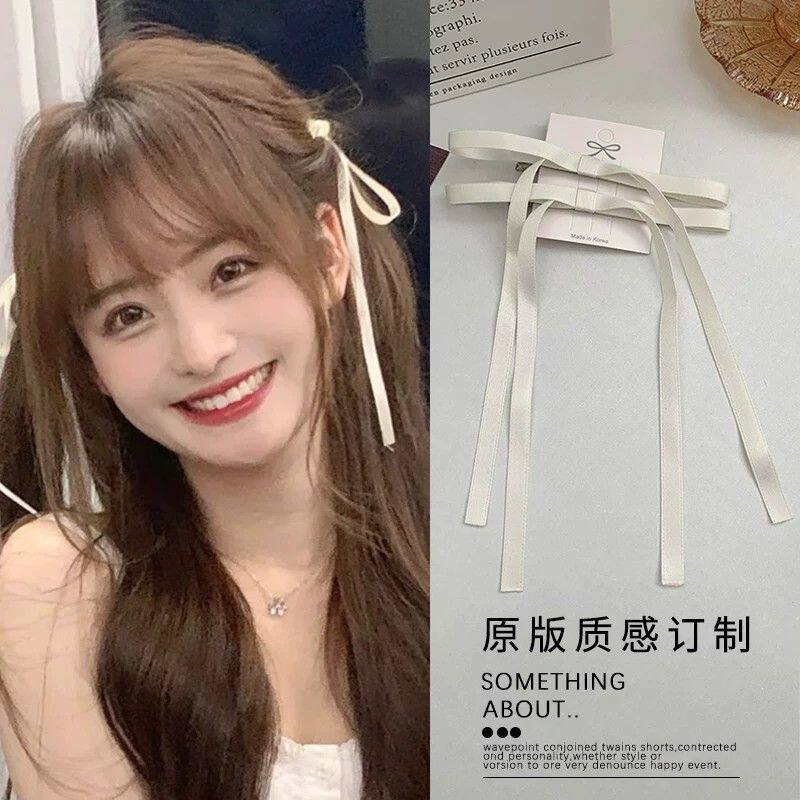 芭蕾风新款蝴蝶结发夹少女风丝带发饰编发ins网红双马尾飘带头饰