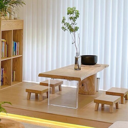 日式茶几榻榻米茶桌实木卧室矮桌子白蜡木禅意矮桌阳台坐地炕几