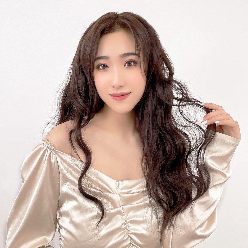 真发发片假发女长发一片式V型接发蓬松隐形无痕贴片大波浪卷发片