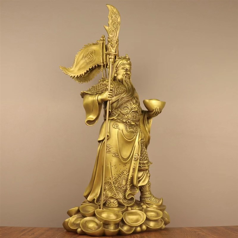 铜关公摆件客厅武财神供奉神像关羽供桌香案台关二爷商铺招财大号