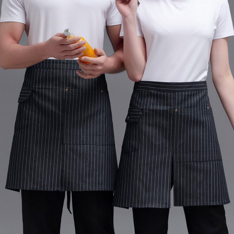 围裙工作男半身酒店服务员专用厨房家用女时尚帆布围腰订制印logo