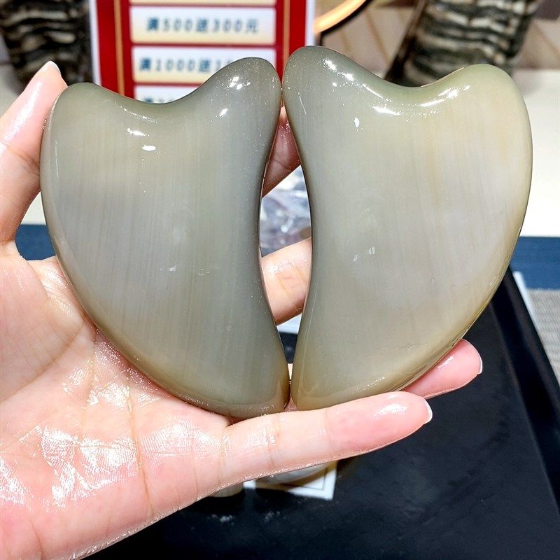 白水牛角刮痧板面部瘦脸拨筋棒脸部眼部美容刮脖子按摩肩颈刮脸板