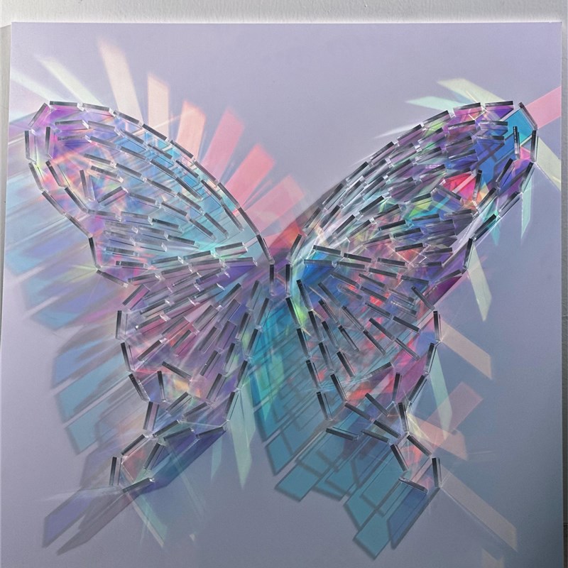 炫彩亚克力板DIY亚克力时尚立体装饰画3D幻彩镭射有机玻璃免胶水
