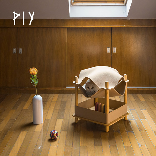 PIY猫窝四季通用易清理猫爬架可拆洗高密度毛毡两片彩色猫咪用品