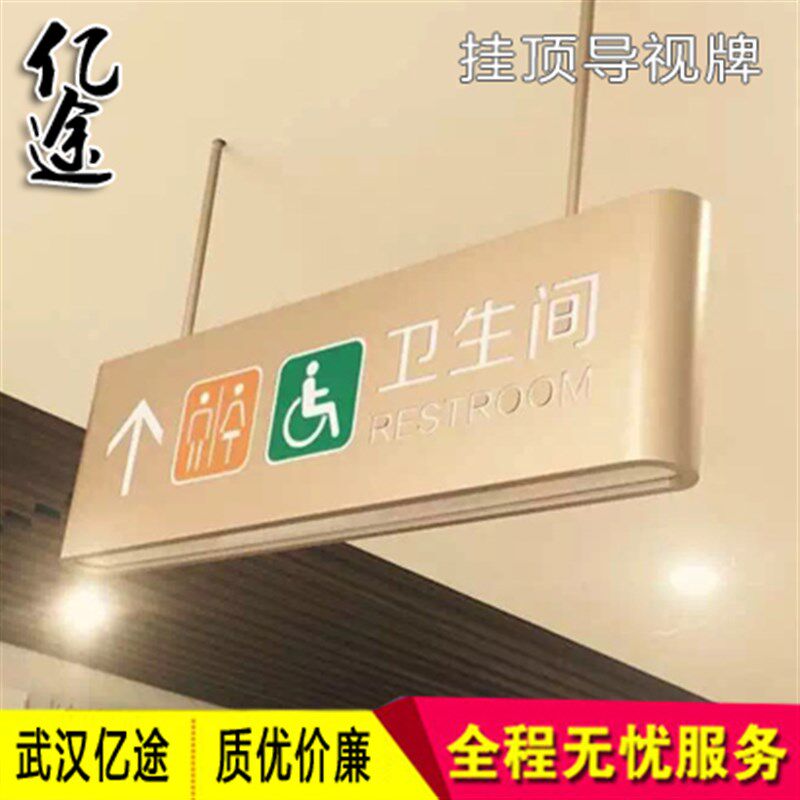 白色医院路线指示吊牌/商场挂顶灯箱标识牌/超市双面镂空发光标牌