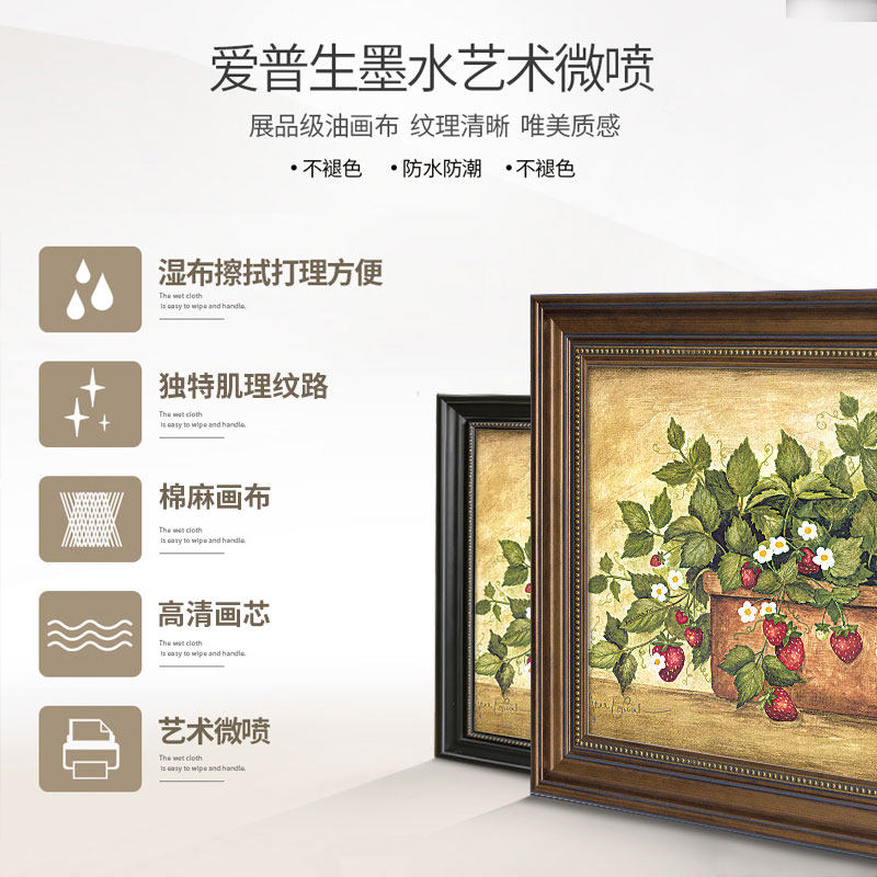 美式餐厅装饰画单幅饭厅挂画玄关欧式客厅沙发背景墙水果壁画草莓