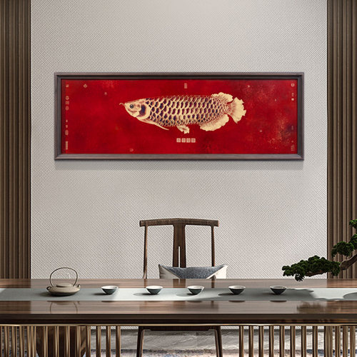 客厅装饰画大厅横幅挂画沙发背景墙壁画高端艺术实木框新中式手工