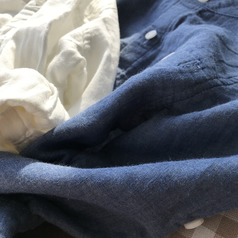 软的一塌糊涂~婴儿棉系列 舒软透气 男童纱布立领衬衣 长袖衬衫