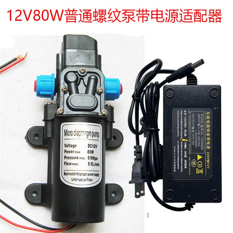 24v微型直流12v80w电动抽水泵220V家用自吸隔膜泵洗车打药高压喷