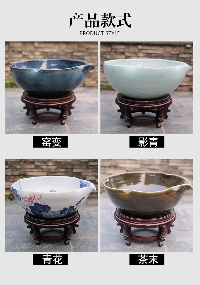 景德镇陶瓷金鱼缸乌龟缸创意复古窑变睡莲碗莲瓷缸养鱼瓷盆花盆