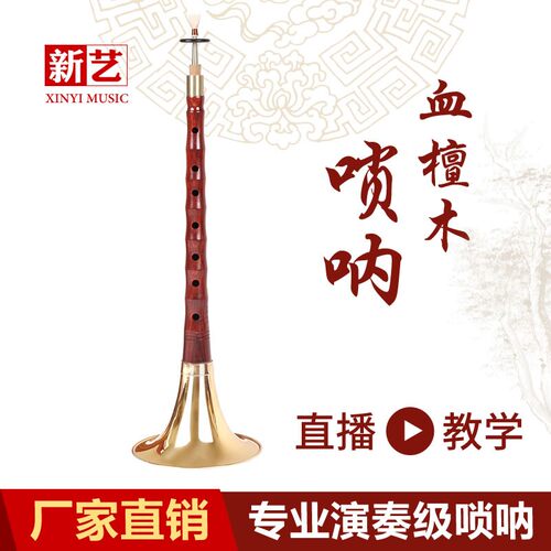 新艺 唢呐乐器全套初学者成人 专业演奏型血檀木唢呐D调 民间喇叭