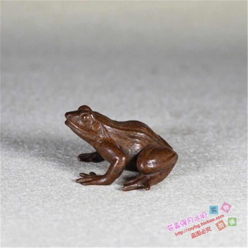 纯铜手工仿古实心紫铜茶宠小物件 青蛙小摆件 茶道 盖置小把件