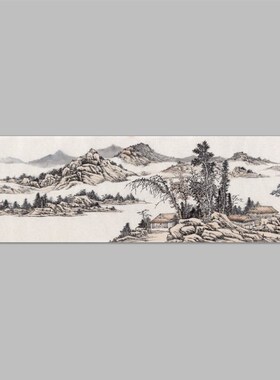 山水横幅国画名家字画心客厅卧室酒店装饰芯高清宣纸微喷打印