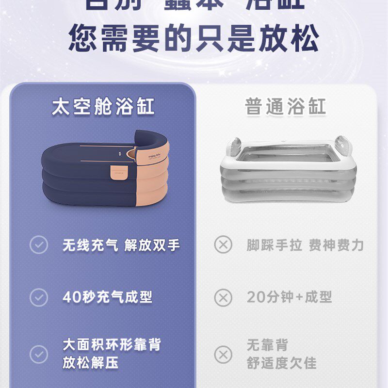 泡澡桶大人充气浴缸家用折叠加厚全身坐浴盆成人洗澡桶汗蒸浴桶