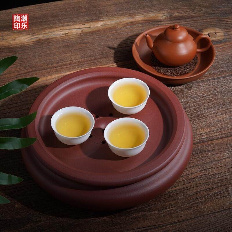 潮乐陶邓枫手拉茶盘中式简约复古紫砂清水泥纯手工茶船茶池干泡台