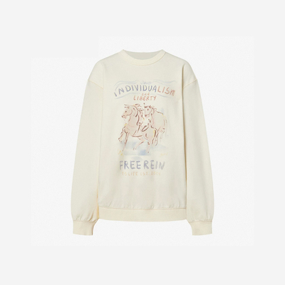 【甜甜粉丝专享】文艺复古风生肖马年彩绘印花长袖卫衣1005