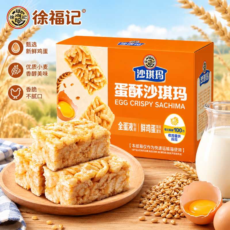 徐福记蛋酥沙琪玛644g箱装图片