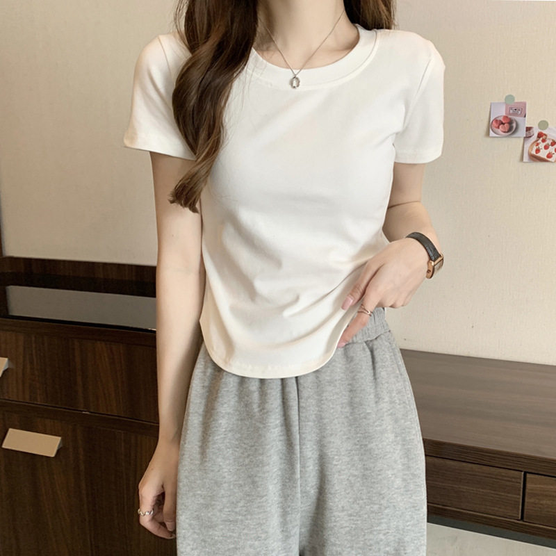 甄选纯棉不规则t恤女短袖
