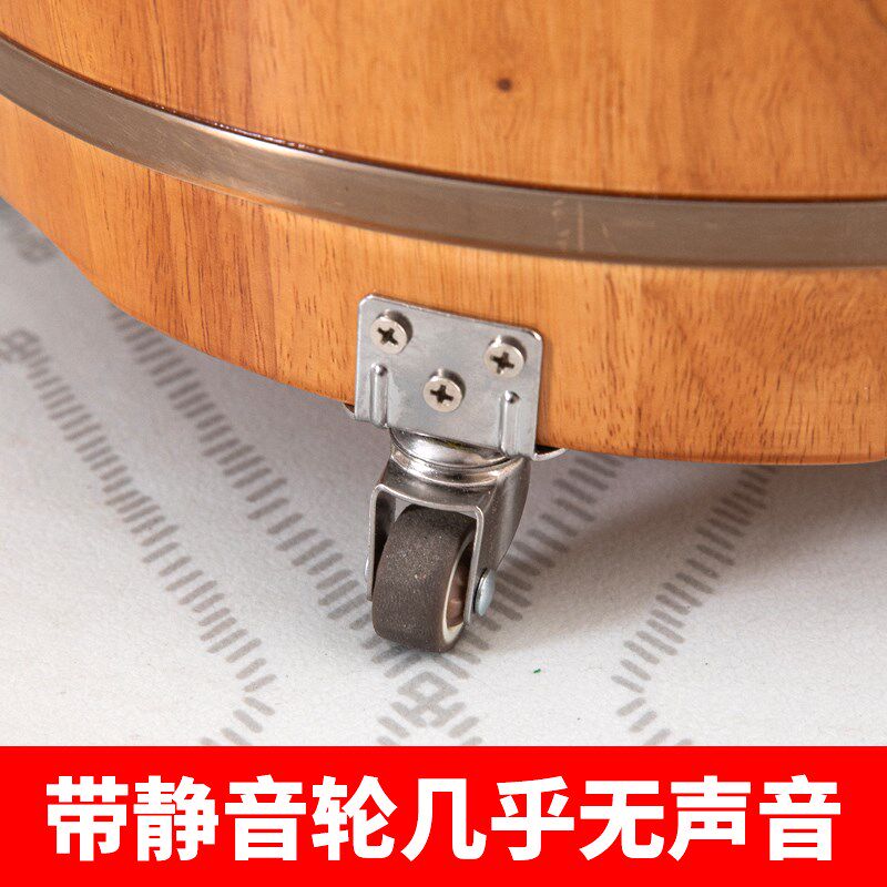 泡脚木桶家用过小腿木质洗脚桶浴足盆足浴桶带排水管带轮高深桶