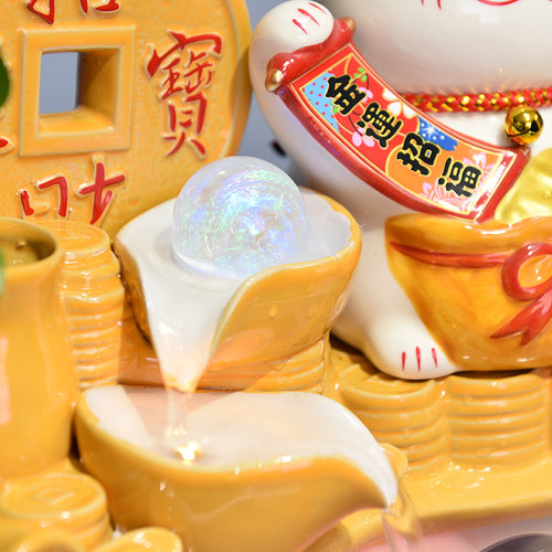 招财猫流水摆件店铺前台收银台发财招手摇手猫吧台装饰品开业礼物