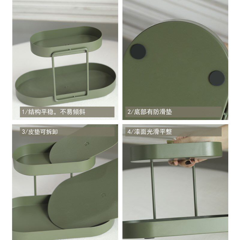 墨绿色椭圆形收纳盘玄关钥匙托盘北欧铁艺收纳架高颜值桌面收纳盒