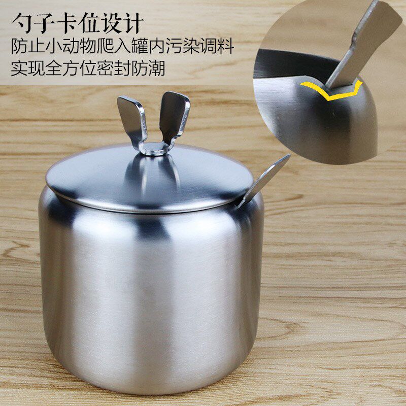 高档304不锈钢调料罐厨房家用旋转调料架商用饭店餐厅盐罐调料盒